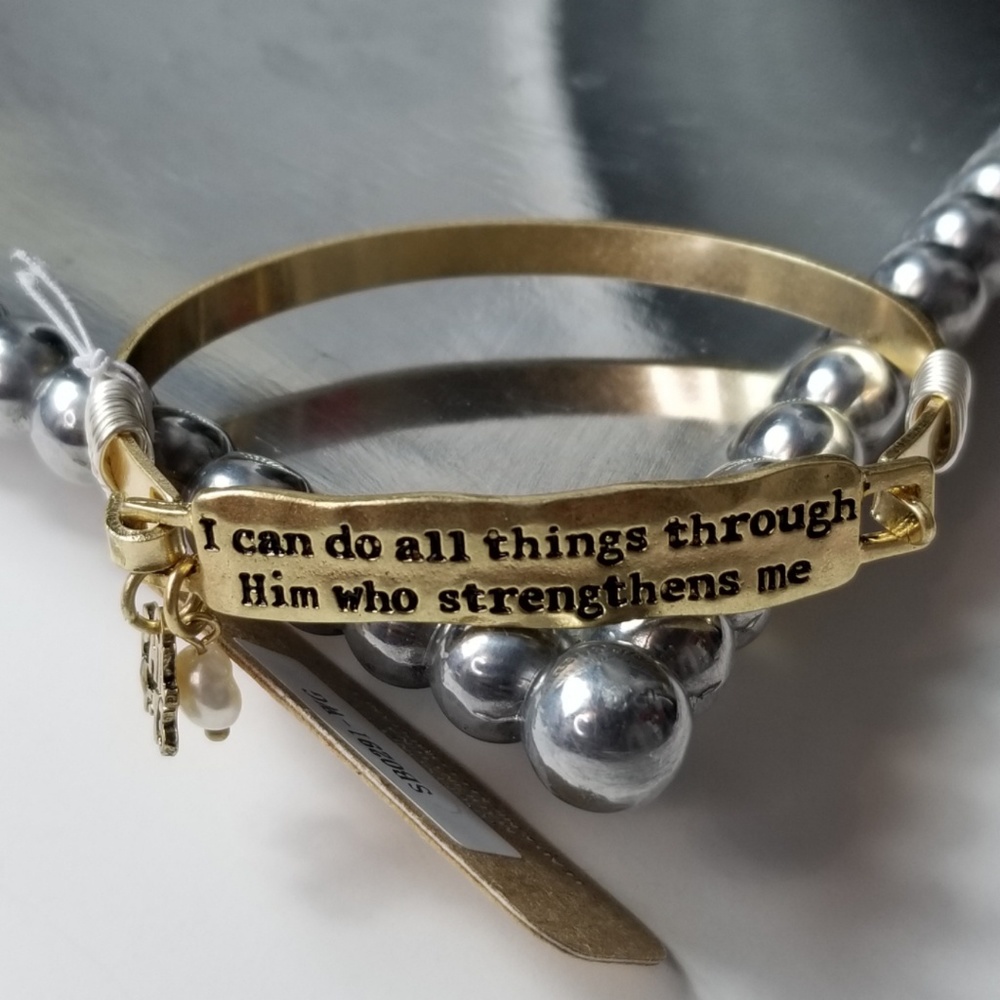 Gold tone bracelet (I can do all things...)